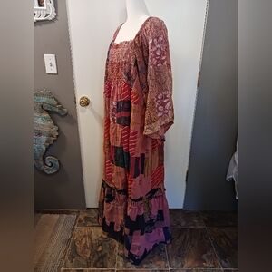 Earthbound Trading Co. Patchwork Maxi Boho Dress Womens XXL